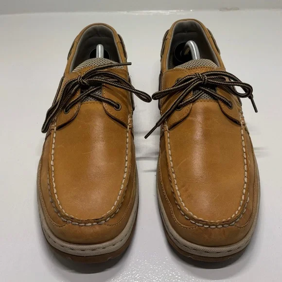 Rockport Men’s 11.5 Leather Boat Shoes Tan Brown Lace-Up Casual Comfort Shoes - Picture 5 of 16